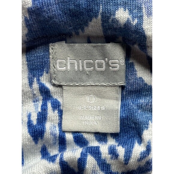 Chico Ikat Linen Split-Neck Top 100% Linen Size 0 / Small BG2263 - Picture 11 of 12